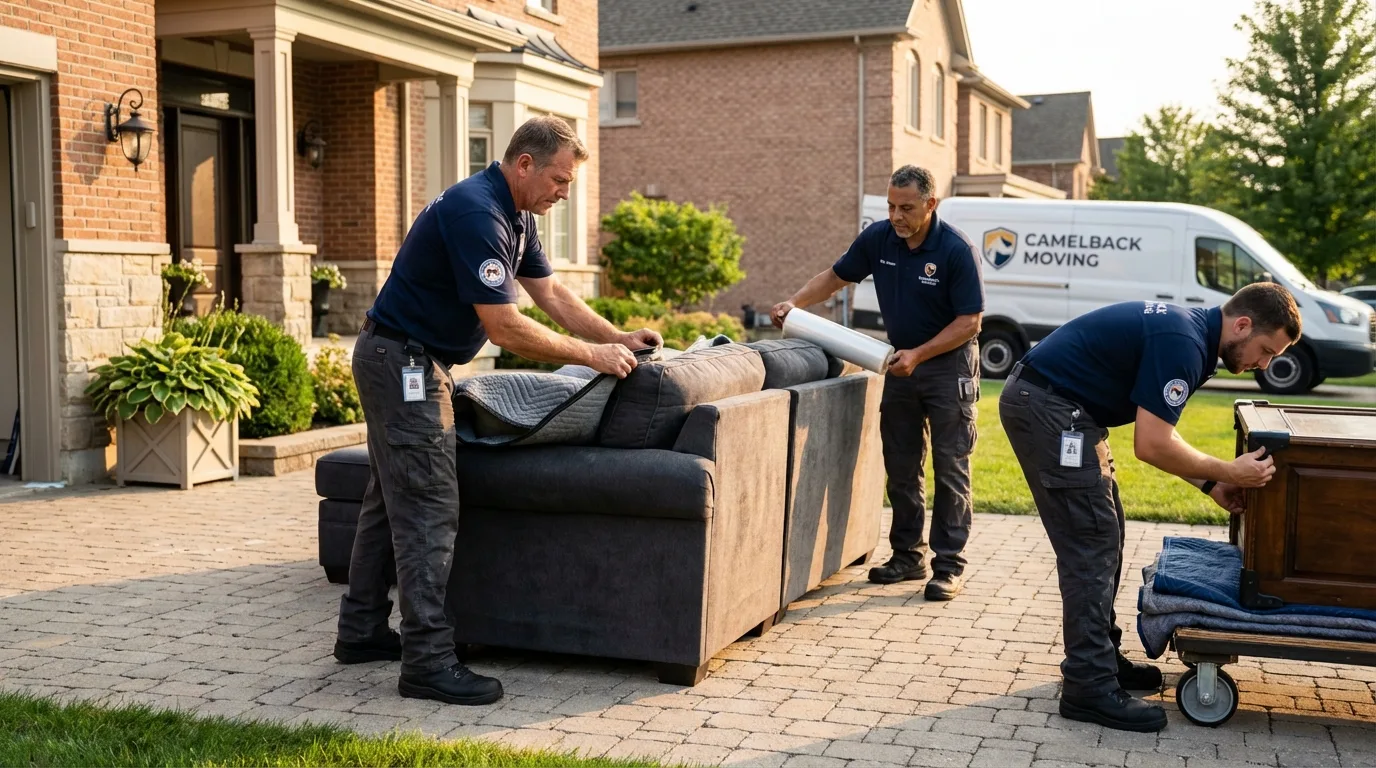 Large estate moving crew wrapping furniture in Grants, NM